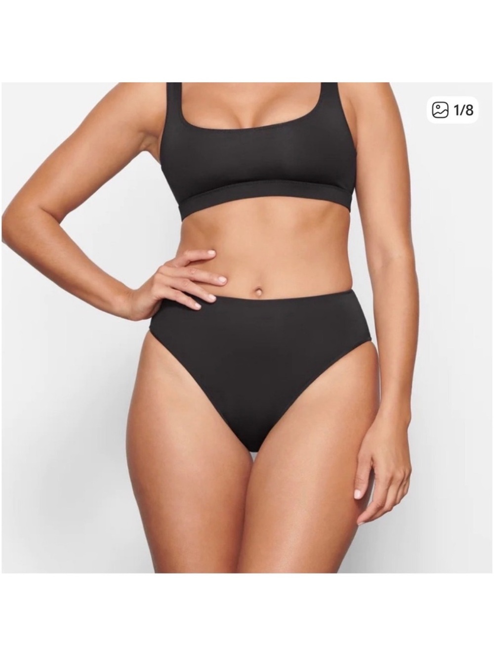 SKIMS Recycled Swim Mid Waist‎ Bottom Onyx Black SW-MWB-0748 Size S NWT